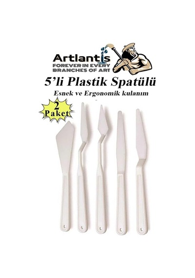 Artlantis Plastik Palet Bıçağı 5 Li Set, Esnek Plastik Spatül 2 Paket