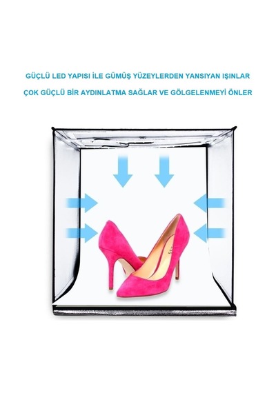 Kenly Pro 2 x 32 Led Işıklı 40 x 40 CM Fotoğraf Çekim Çadırı