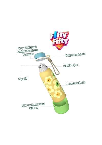 750 Ml Pipetli Sızdırmaz Paslanmaz Çelik Termos Matara El Askılı Bpa İçermez 750ml 1106ff Sarı