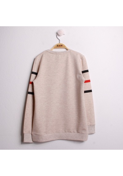 Toontoy Kız Çocuk Sweatshirt Never Baskı Kahve Melanj