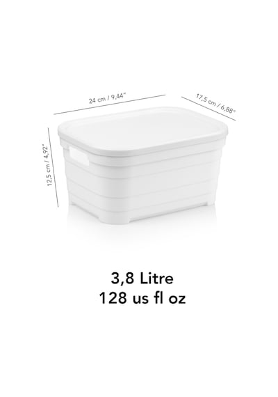 4 Adet Kapaklı Dekoratif Piramit Saklama Kutusu - Dolap Düzenleyici Organizer 3,8 Litre Beyaz Beyaz