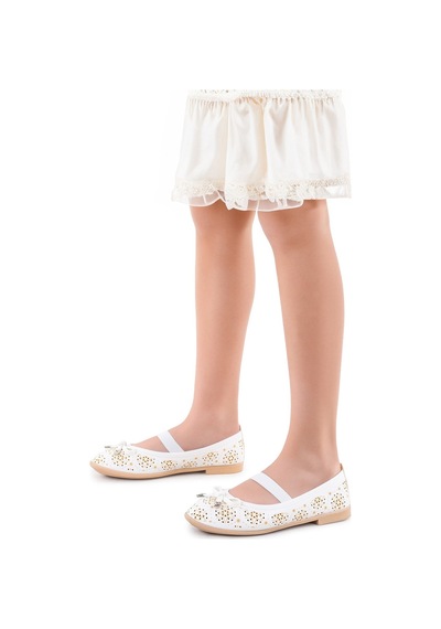 Kiko Kids Cilt Lastikli Kız Bebek Babet Ayakkabı Arç 07 Beyaz