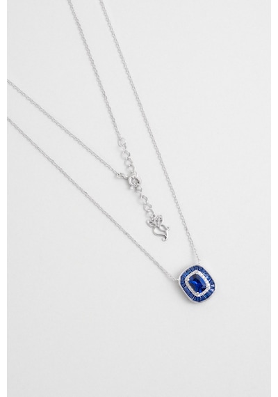So Chic Safir Mavisi 18 Ayar Beyaz Altın Kaplama 45 Cm Gümüş Kolye Beyaz