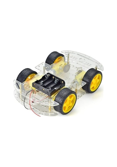 Arduino 4wd Robot Araba Platform Kiti Şeffaf - Eğitim Ve Hobi Amaçlı Stem Robotik Projeler İçin
