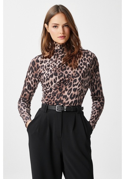 Ritnice Kadın Moon Büzgülü Leopar Sandy Bluz Leopar