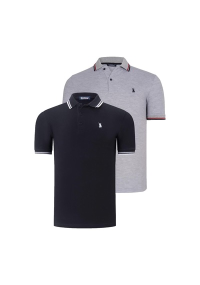İkili Set T8594 Dewberry Erkek T-shırt-siyah-gri