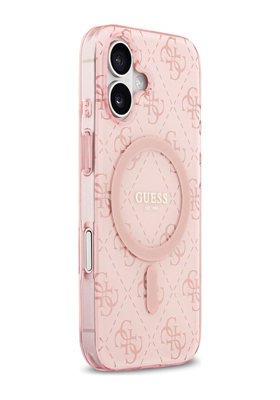 Apple Uyumlu iPhone 17  Kılıf Guess Lisanslı M-safeli Iml Baskılı Klasik Logolu 4g Desenli Kapak Pembe Pembe