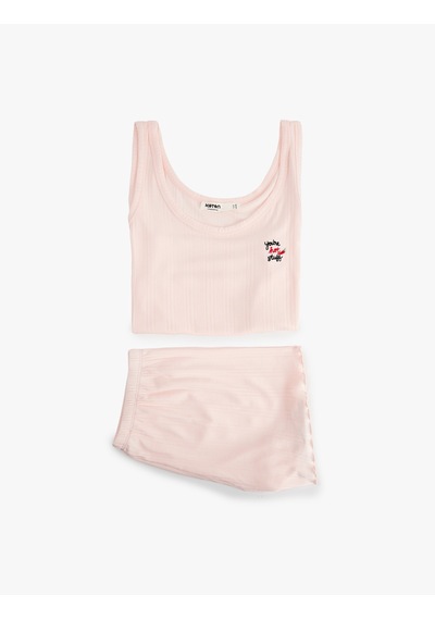 Koton Modal Kumaş Rahat Kalıp Askılı Şortlu Pijama Takımı Pembe 6slk40157mk