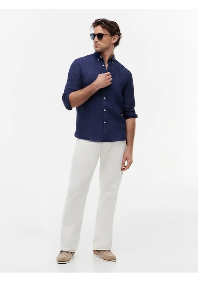 Tommy Hilfiger Mw0mw41530 Pigment Dyed Li Solid Rf Erkek Gömlek Lacivert