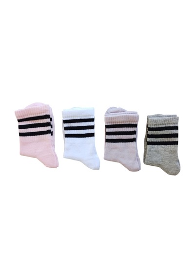 Butik Kız Çocuk 4 Adet Renkli Çizgili Kolej Çorap 5-6, 7-8,9-10,11-12 Yaş Asorti