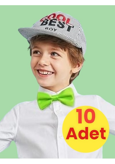 Tezzgelsin Erkek Çocuk Saten Papyon 10 Adet Yeşil