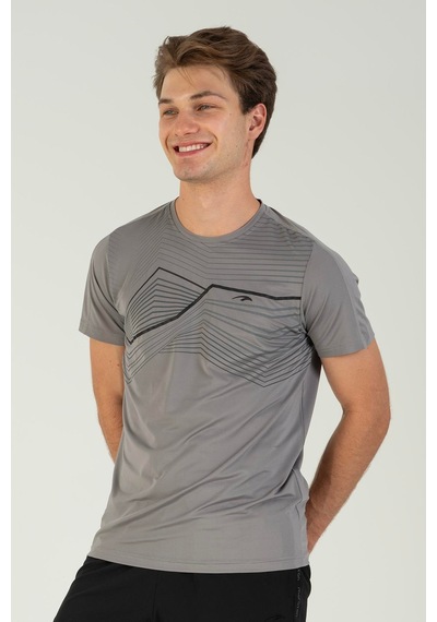Maraton Regular Erkek Bisiklet Yaka Gri T-shirt Gri