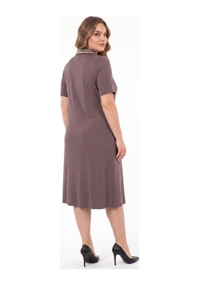 Wearon Kadın Polo Yaka Kısa Kol Likralı Elbise 7386 Bgl-st05664 Kahve