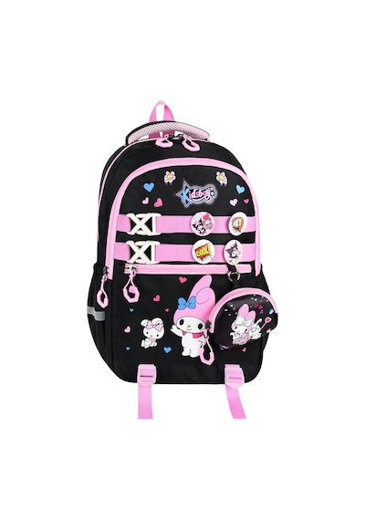 My Melody Baskılı Aksesuarlı Ortopedik Su Geçirmez Ultra Lüx Okul Çantası Termal Beslenme Ve Kalemlik Siyah