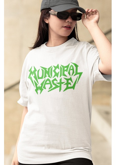 Municipal Waste Rock Metal Müzik Grubu Sırt Baskılı Unisex Oversi Beyaz