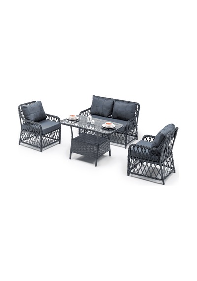 Med Rattan Bahçe Balkon Mobilyası 2+1+1+masa Bahçe Takımı Balkon Mobilyası Diğer