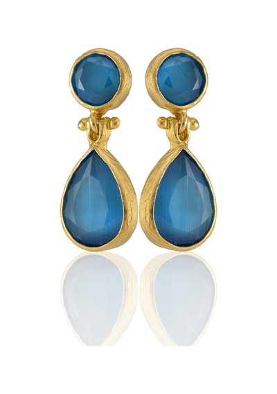 Kadir Jewellery 22 Ayar Altın Kaplama Vintage Küpe -el İşçiliği Ve Hipoalerjenik Küpe Koyu Mavi 05374698