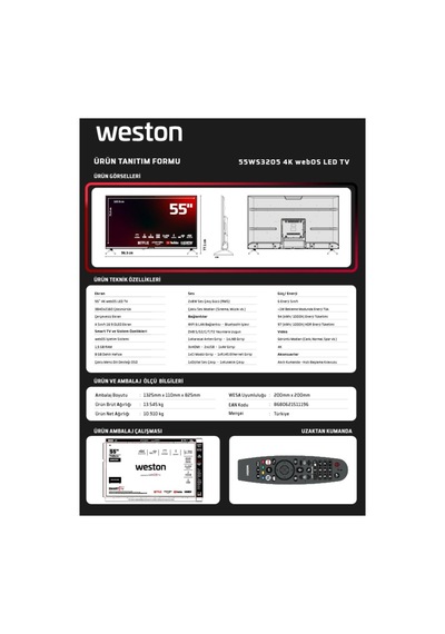 Weston 55WS3205 55" 4K Ultra HD LED TV