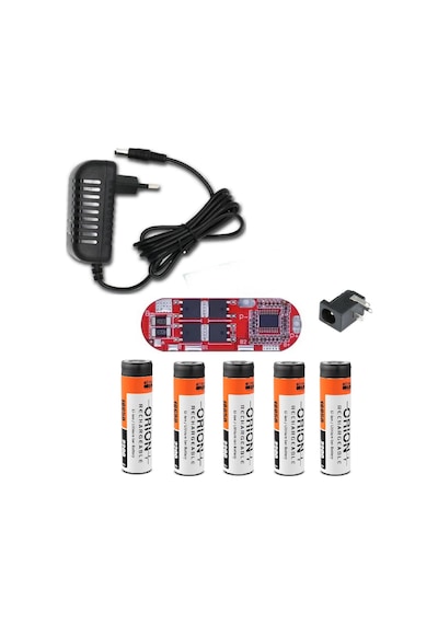 5 Adet Orion Li-ion Pil, 5s 25a Bms, 21 Volt 1 Amper Adaptör Ve 5,5x2,5 Dişi Soket