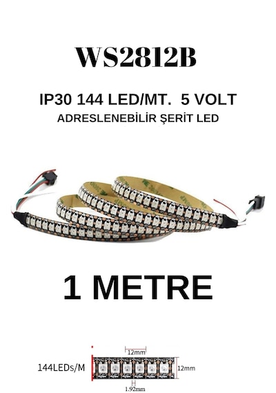 Ws2812b 144 Led Ip30-iç Mekan Adreslenebilir Led /5 Volt /1 Metre