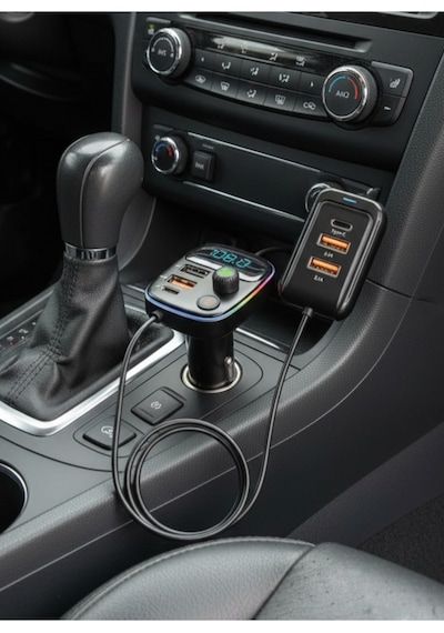 Pd 30w Hızlı Şarj & Rgb Led Işıklı Araç Fm Transmitter 6 Multi-port 5v 3.1a Usb 1m Kablolu
