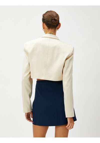 Koton Crop Blazer Ceket Tek Düğmeli Taş 3sak50134uw 3SAK50134UW080 Taş