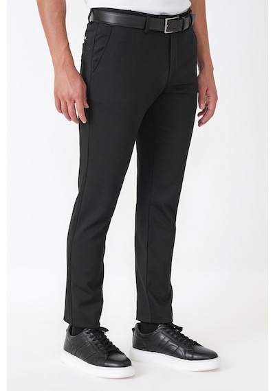 Slim Fit Esnek Pamuklu Yan Cepli Siyah Pantolon P 1231