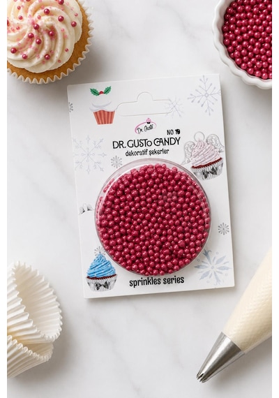 Dr. Gusto 2 Mm Kırmızı Boncuk Pasta Süsleme Şekeri Minik Dekor Şekeri