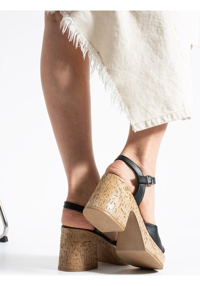 Dabab Shoes Loreva Kadın Siyah Platform Taban 9 Cm Kalın Topuklu Bilekten Bantlı Sandalet
