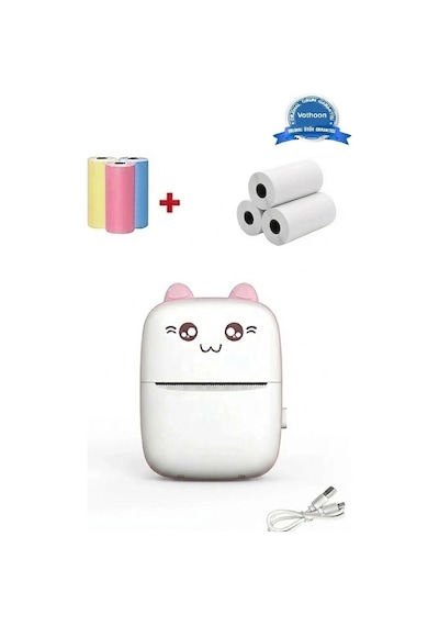Mini Fotoğraf Yazıcı Kablosuz Etiket Yazıcı Baskı Makinesi Ios Android Uyumlu Termal Printer Pembe