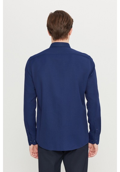 Altınyıldız Classıcs Erkek Lacı Pamuklu Tailored Slim Fit Dar Kesim Gizli Düğmeli Yaka Armürlü Gömlek