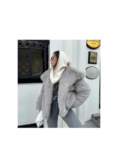 Zaya Collection Premium Suni Lolita Kürk Mont Gri