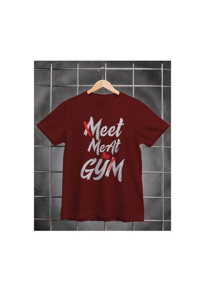 Segungear Meetmeatgym Erkek Regular Fit Baskılı Spor Tişört Bordo - 933732803 Bordo