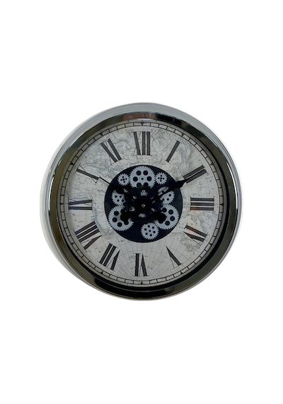 Roma Atlas Silver 60 Cm Çarklı Krom Duvar Saati Çok Renkli