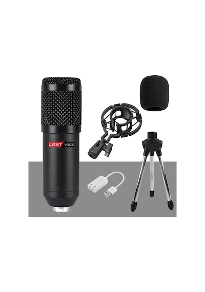 Lastvoice BM800 Full Siyah Youtuber Yayıncı Twitch Mikrofon + Mini Tripod + 7.1