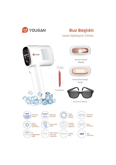 Tr Ipl Lazer Epilasyon Cihazı, Buz Başlıklı, 999.999 Flaş, 5 Seviye, Tüm Vücut İçin, 48w