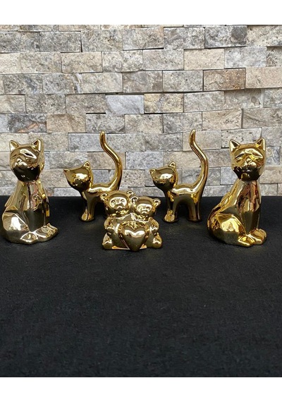 5'li Kedi Köpek Kalpli Ayıcık Hediyelik Dekoratif Obje