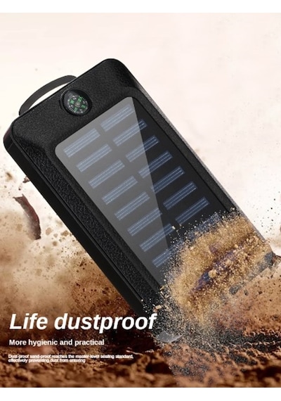 20.000 mAh Solar Güneş Enerjili Powerbank Led Lamba Özellikli