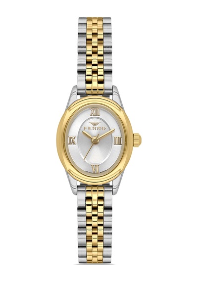 Ferro Fl40170a-d Quartz Çelik Gri Sarı 22 Mm Kadın Kol Saati