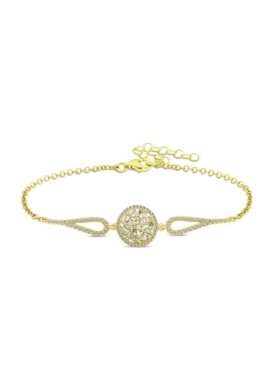 Gümüş Gold Baget Taşlı Bileklik Gümüş