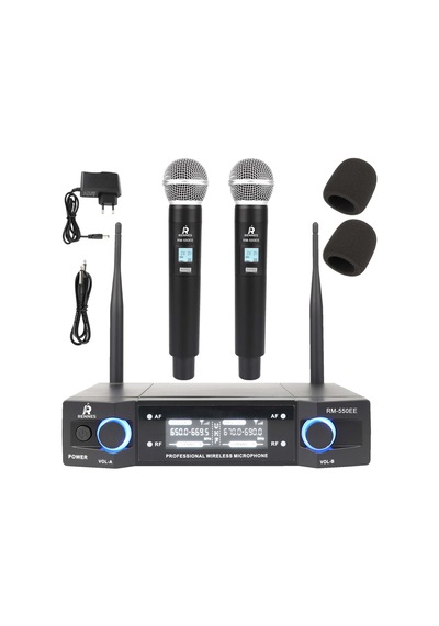 Rennes RM-550EE UHF Çiftli EL Telsiz Kablosuz Mikrofon Seti