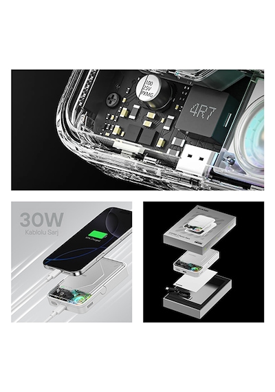 Sharge IceMag 2 - Magsafe Destekli Kablosuz Hızlı PowerBank - Beyaz