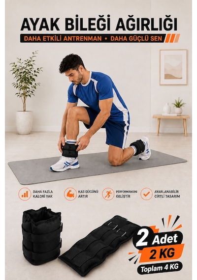 Spor Byfit 2 Kg x 2 Adet Siyah El veya Ayak Bileği Ağırlığı Siyah
