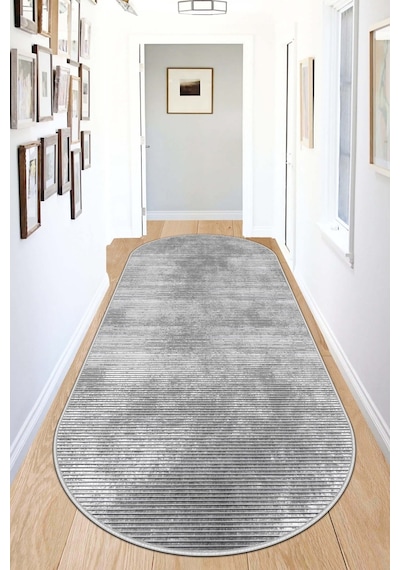 West Home Makinede Yıkanabilir Kaymaz Taban Leke Tutmaz Gri Oval Mutfak Halısı Salon Halısı Ve Yolluk 610 Grey Oval