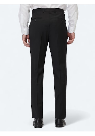 Kip Siyah Düz Dokuma Slim Fit Klasik Yün Karışımlı Pantolon Pant-454