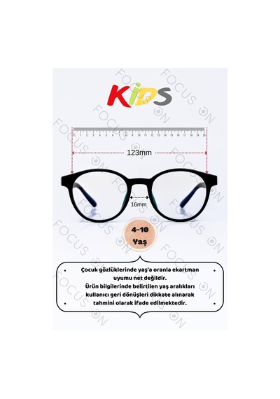 Focus On KS004-C4S-EKRAN Koyu Yeşil 4-10 Yaş Mavi Işık Filtreli Çocuk Ekran Gözlüğü
