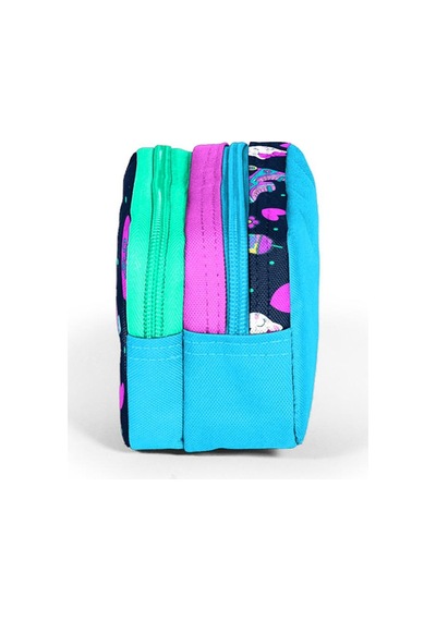 Coral High Kids Lacivert Pembe Kedili Paten Desenli İki Bölmeli Kalem Çantası 12091