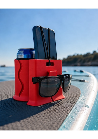 Sup Board Telefon, Gözlük Ve İçecek Tutucu Kırmızı