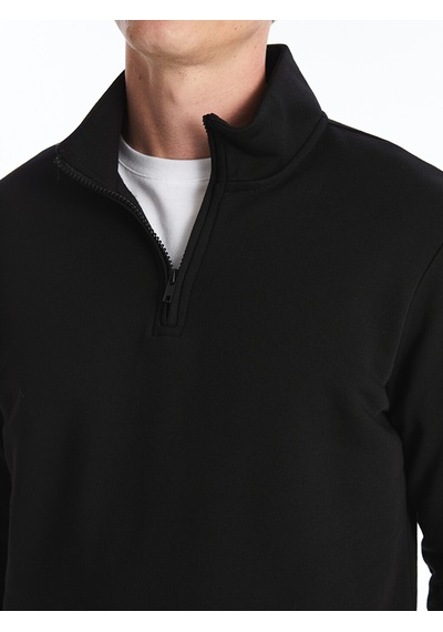 Lcwaıkıkı Classic Siyah Dik Yaka Uzun Kollu Erkek Kalın Sweatshirt