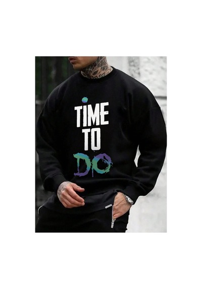 Tarzsokak Slogan Graphic Drop Shoulder Sweatshirt Siyah